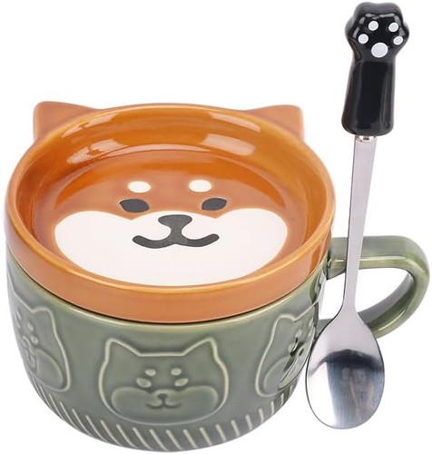 Green dog cat mug - cat, with