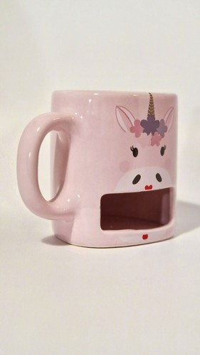 Pink unicorn mug with cookie - mug,